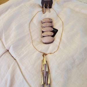 Paparazzi Gray Stone and Gold 3 pc Set